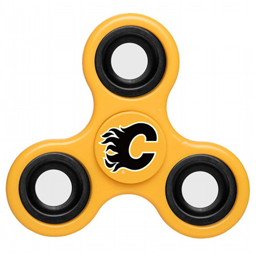 NHL Calgary Flames 3 Way Fidget Spinner D113 - Yellow - Click Image to Close